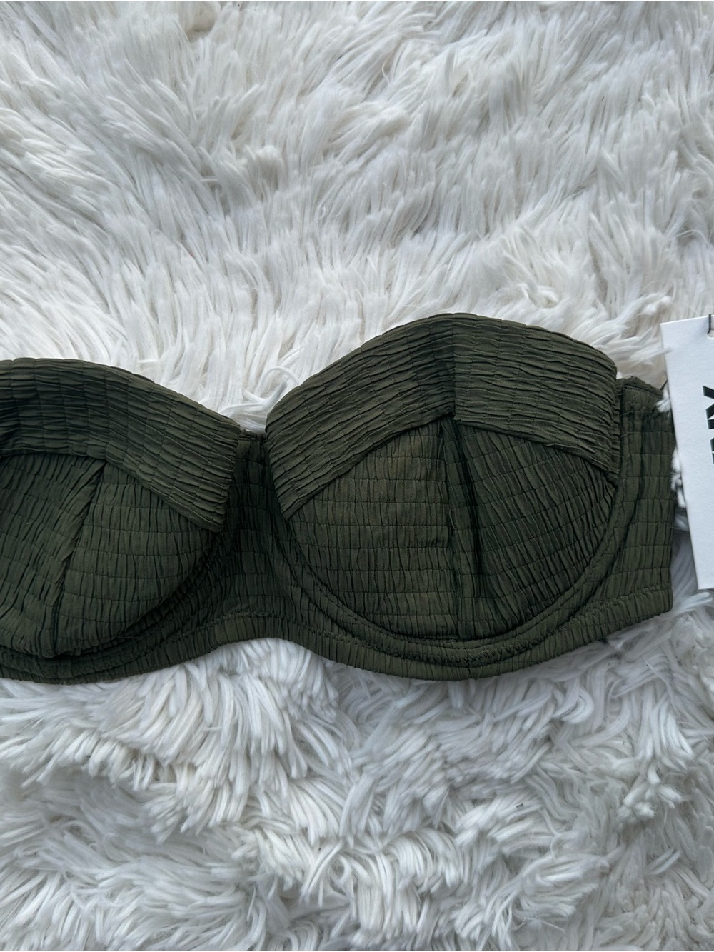 DKNY Strapless/Straps Olive Green swim top - Picture 1 of 5